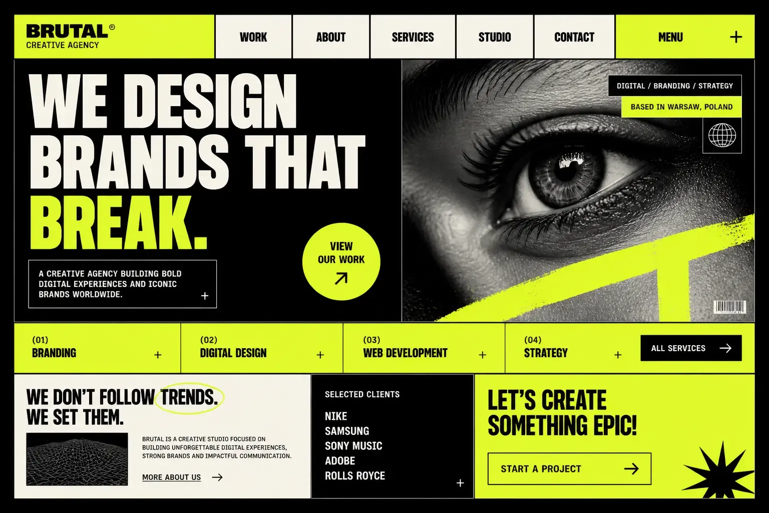 Neobrutalistyczny Web Design Agencji