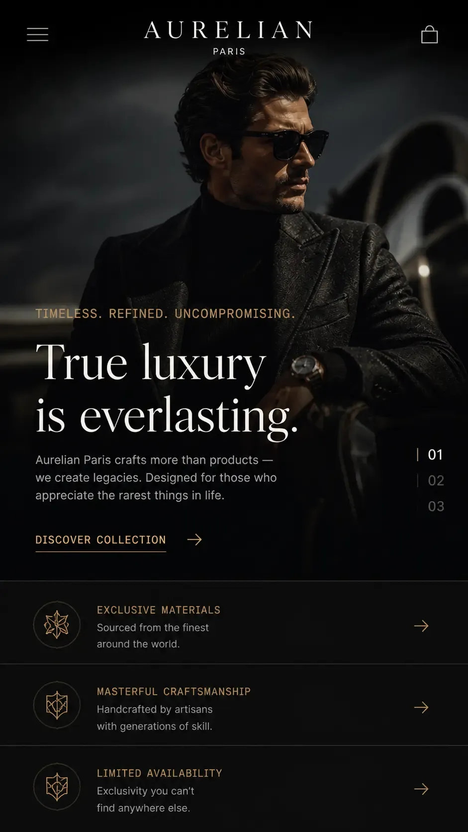 Ekskluzywny Web Design dla Marki Luksusowej (Mobile)